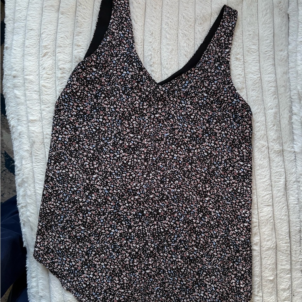 RW&CO. Black Floral Patterned Tank Top